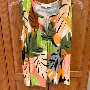 LOFT Tropical Print V-Front Top-Size M